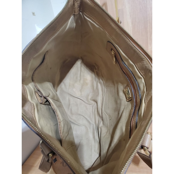 MCM Cognac Visetos Leather Satchel Bag - Picture 10 of 10